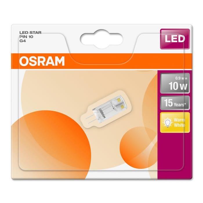 OSRAM Ampoule capsule LED G4 claire 0,9 W équivalent a 10 W blanc chaud