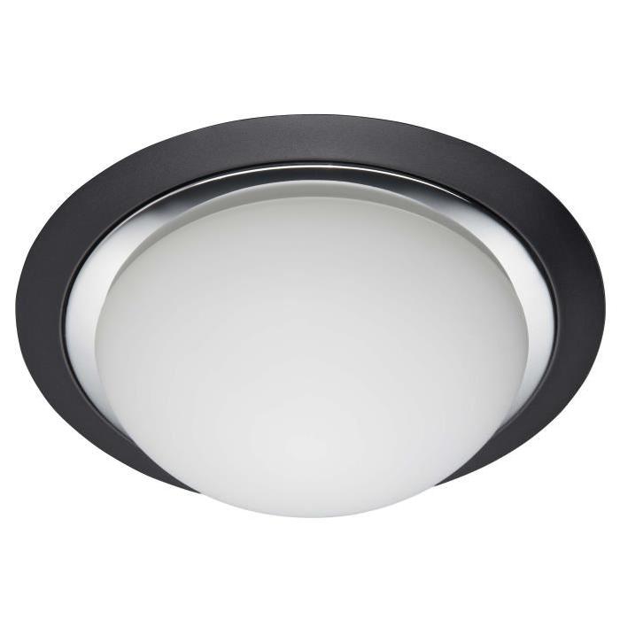 BRILLIANT Plafonnier a 2 lumieres Magnolia IP44 diametre 29 cm E27 40W noir dépoli et chrome