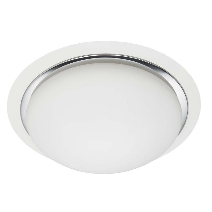 BRILLIANT Plafonnier a 3 lumieres Magnolia IP44 diametre 35 cm E27 40W blanc dépoli et chrome