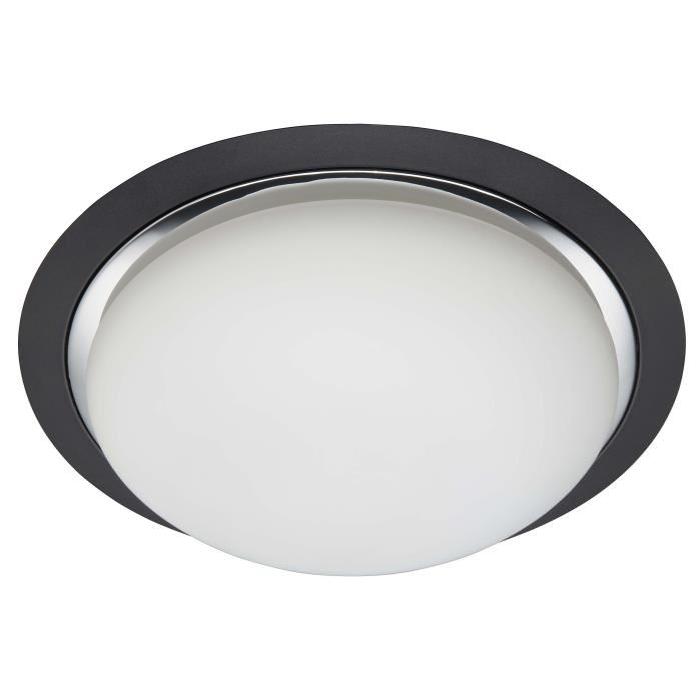 BRILLIANT Plafonnier a 3 lumieres Magnolia IP44 diametre 35 cm E27 40W noir dépoli et chrome