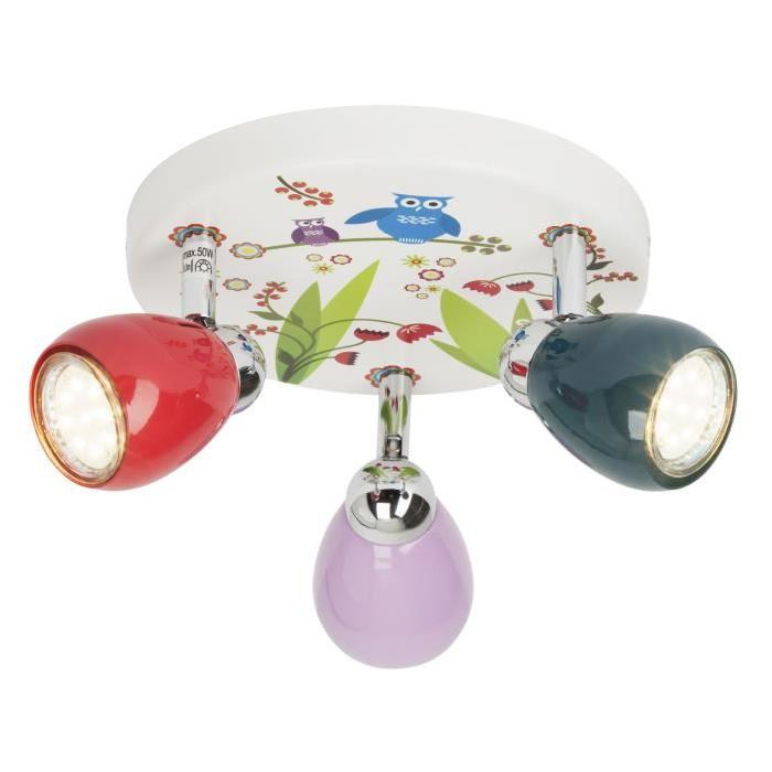 BRILLIANT Plafonnier enfant LED a 3 lumieres Birds motif nature diametre 31 cm GU10 3W blanc