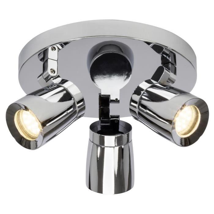 BRILLIANT Plafonnier rond led a 3 lumieres Kimber - Chrome