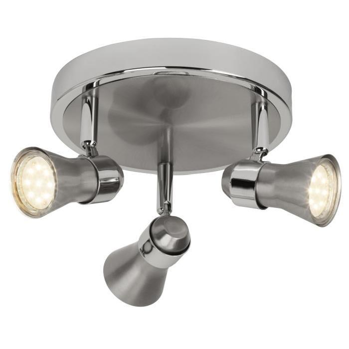 Plafonnier LED a 3 lumieres Sanny GU10 3W acier et chrome