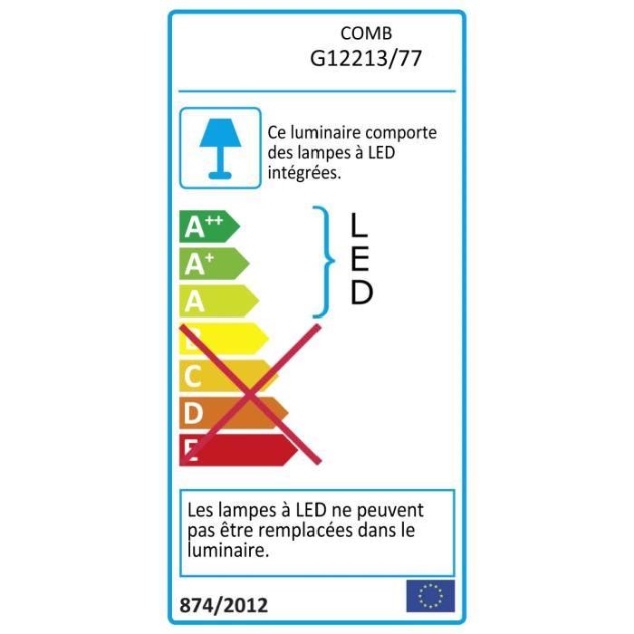 COMB Plafonnier LED 9W a 2 lumieres argenté et chromé