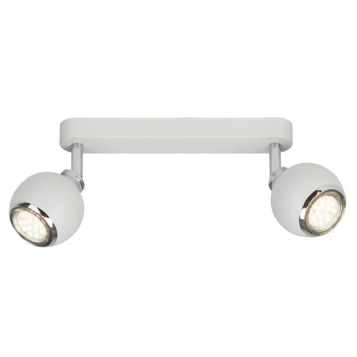 Plafonnier LED a 2 lumieres Ina 2xGU10 3W blanc et chrome