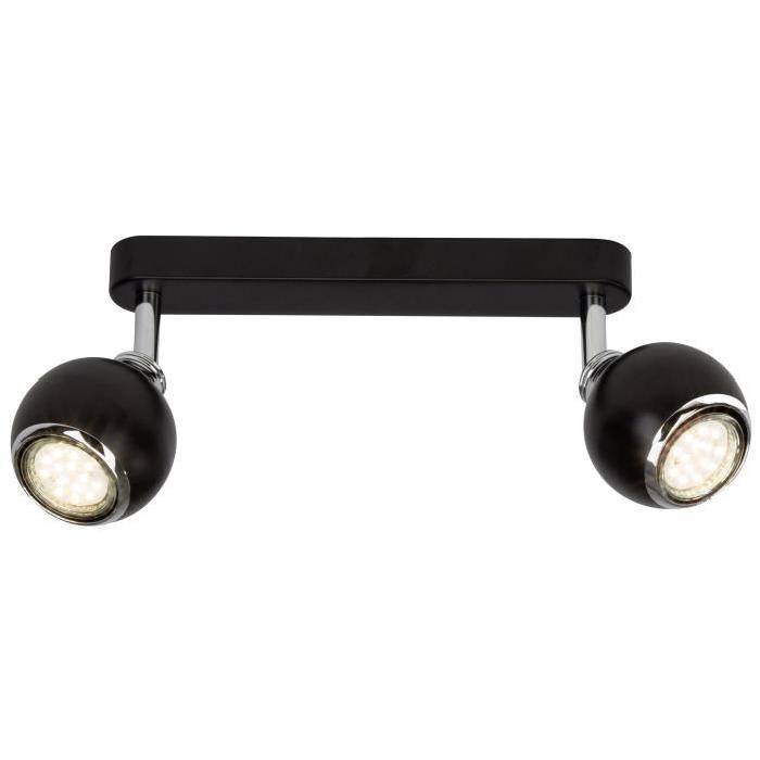 Plafonnier LED a 2 lumieres Ina 2xGU10 3W noir et chrome