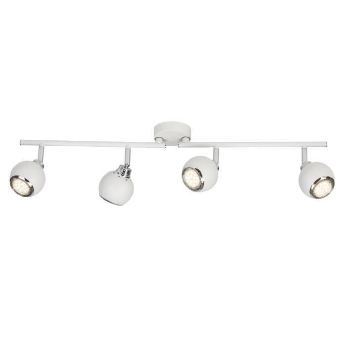 Plafonnier LED a 4 lumieres Ina 2xGU10 3W blanc et chrome