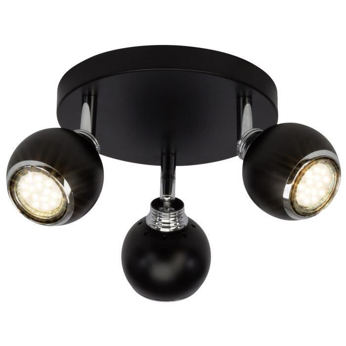 Plafonnier LED a 3 lumieres Ina 3xGU10 3W noir et chrome