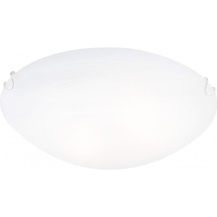 GLOBO Plafonnier verre satiné ILLU L30 x l30 x h9 cm - Blanc