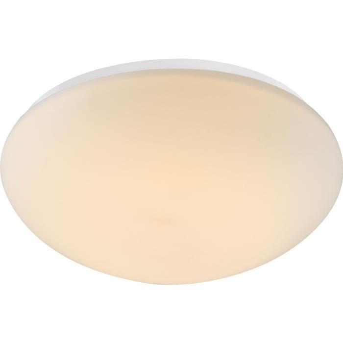 GLOBO Plafonnier verre L24,5 x l24,5 x h10,5 cm - Blanc