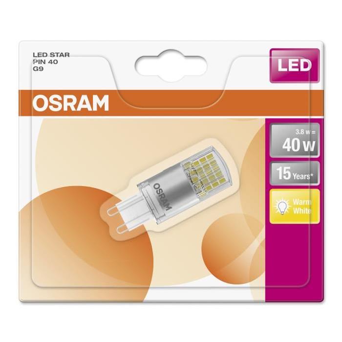 OSRAM Ampoule capsule LED G9 dépolie 3,8 W équivalent a 40 W blanc chaud