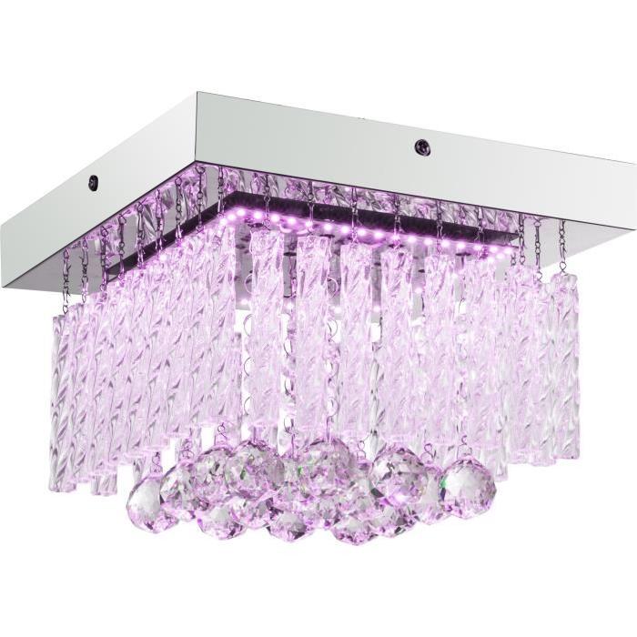 Plafonnier LED chrome 17x25x25cm Translucide