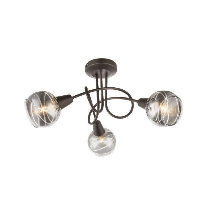 GLOBO LIGHTING Plafonnier bronze - Verre fumé translucide - Ř 390 mm H 246 mm