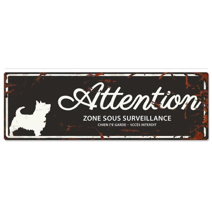 D&D Plaque Attention Chien Terrier - Noir