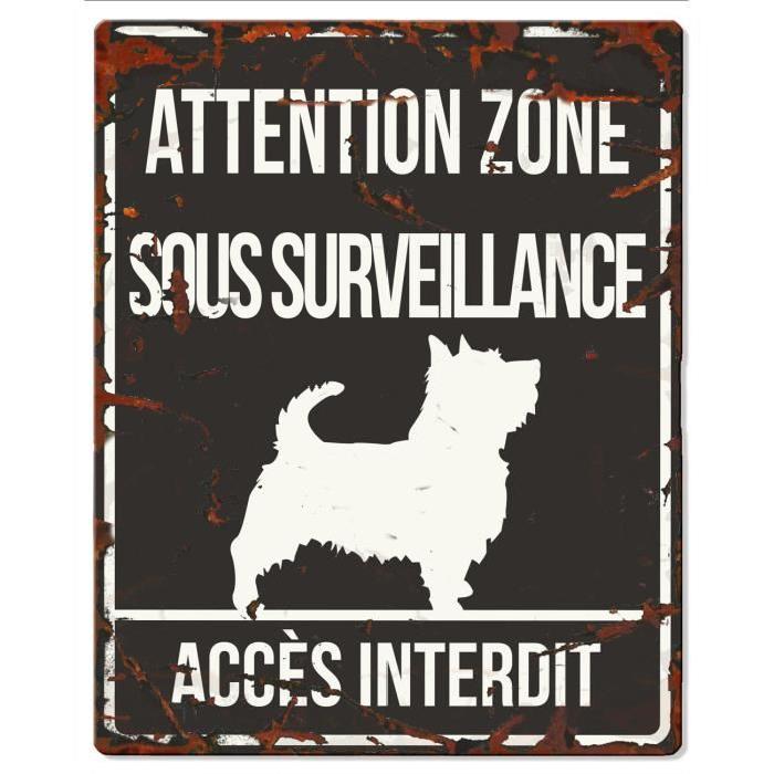 D&D Plaque Attention Chien  Terrier - Noir