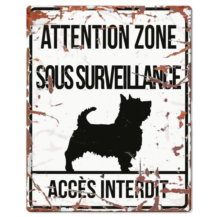 D&D Plaque Attention Chien  Terrier - Blanc