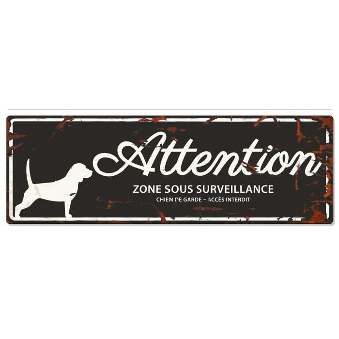 D&D Plaque Attention Chien Beagle - Noir