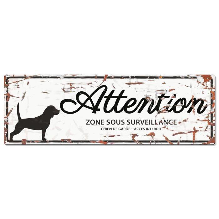 D&D Plaque Attention Chien Beagle - Blanc