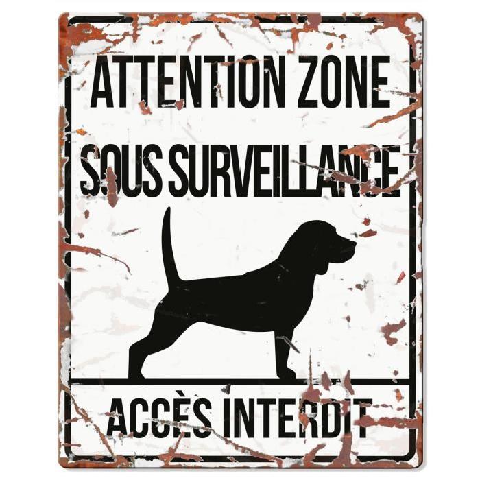 D&D Plaque Attention Chien  Beagle - Blanc