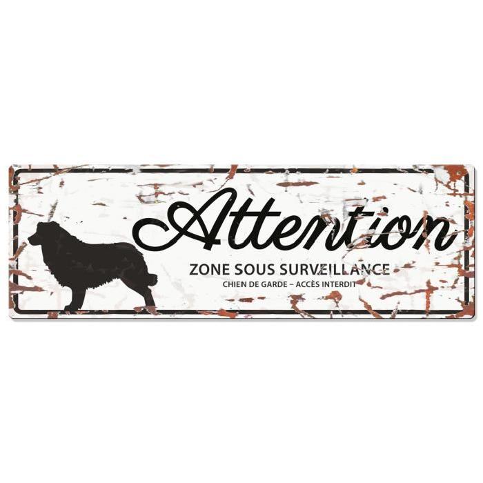 D&D Plaque Attention Chien Collie- Blanc