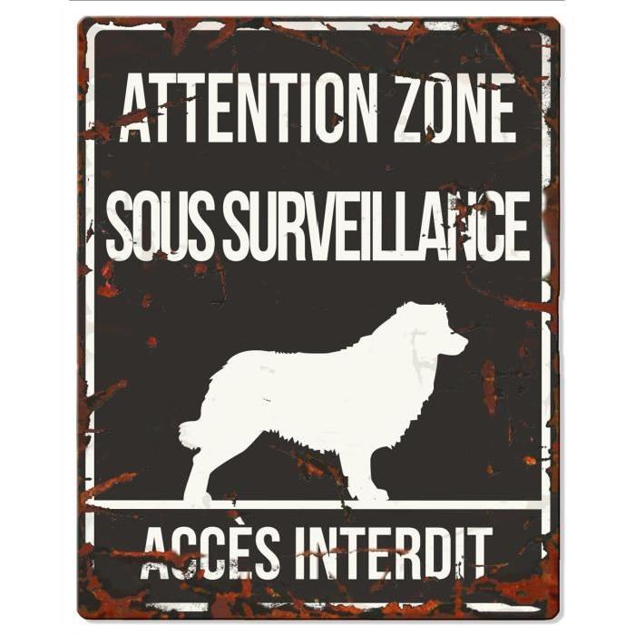 D&D Plaque Attention Chien  Collie - Noir