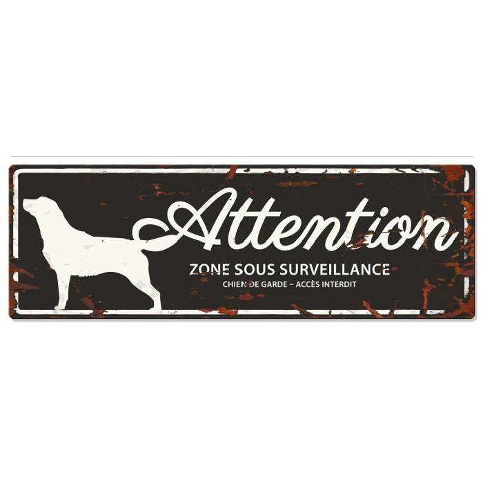 D&D Plaque Attention Chien Retriever - Noir