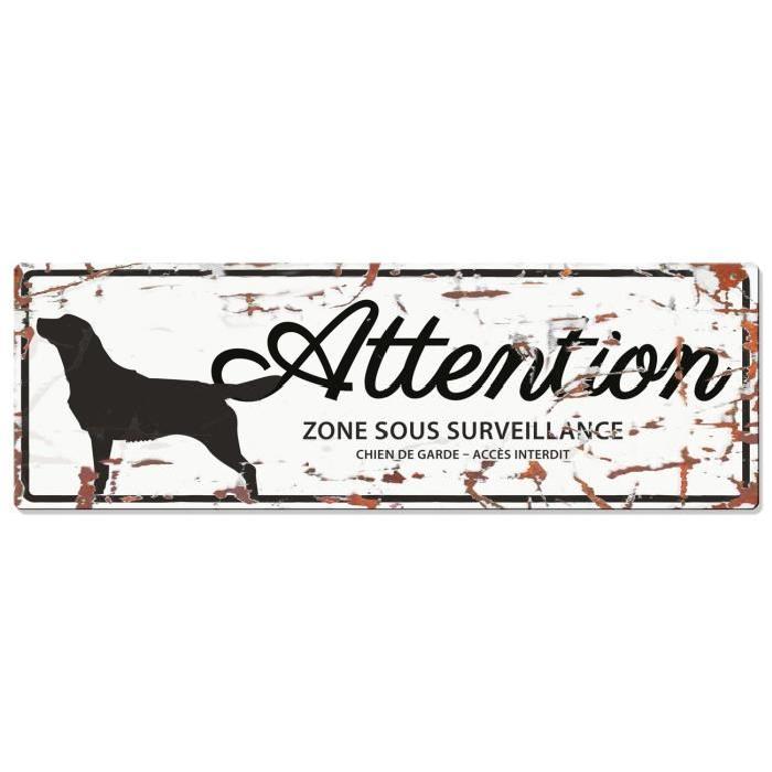 D&D Plaque Attention Chien Retriever - Blanc