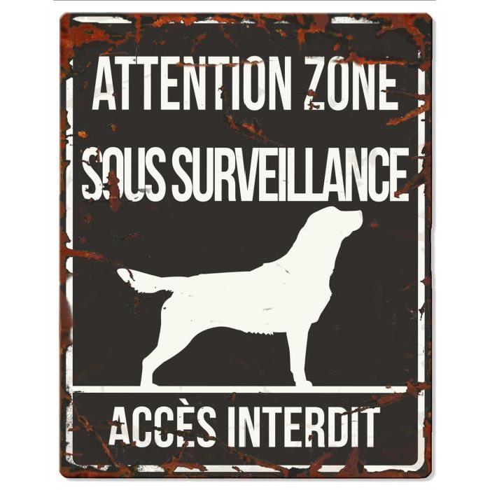 D&D Plaque Attention Chien  Retriever - Noir