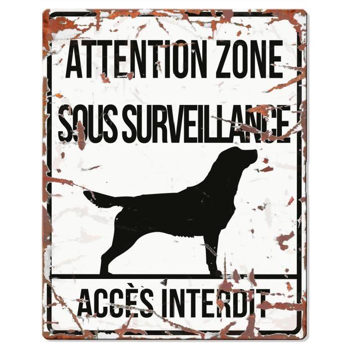 D&D Plaque Attention Chien  Retriever - Blanc