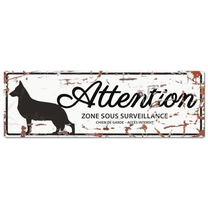 D&D Plaque Attention Chien German Shepheard - Blanc