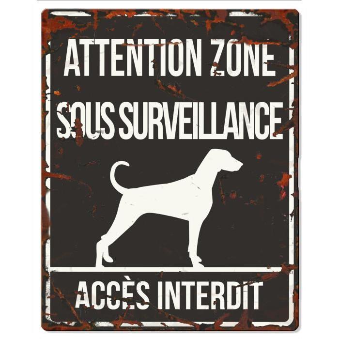 D&D Plaque Attention Chien  Dalmatien - Noir