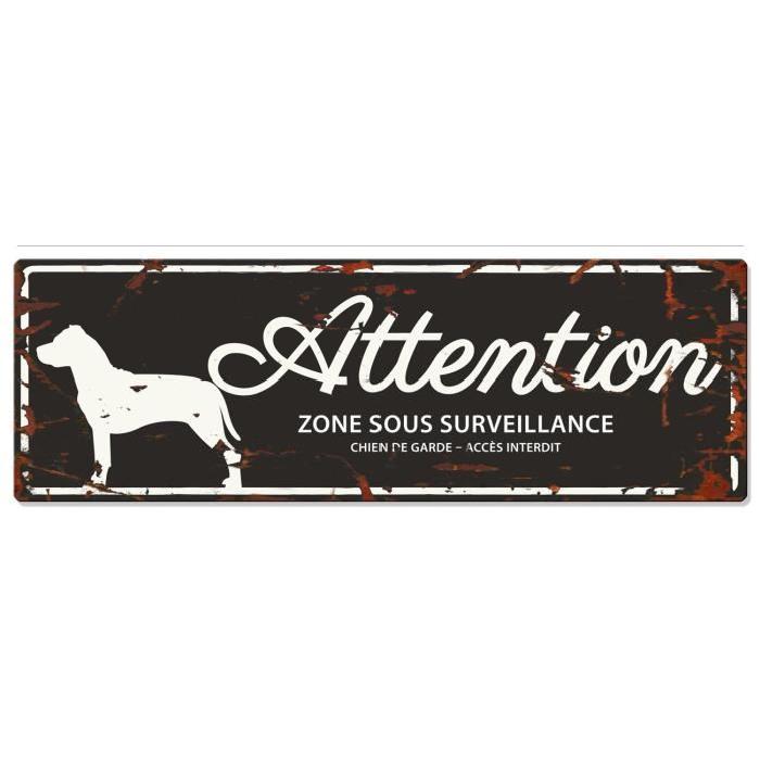 D&D Plaque Attention Chien Stafford - Noir