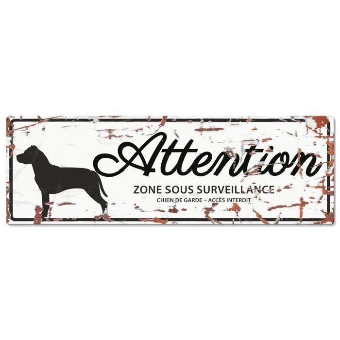 D&D Plaque Attention Chien Stafford - Blanc