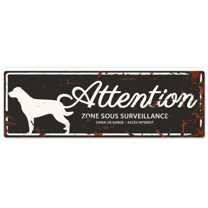 D&D Plaque Attention Chien Rottweiler - Noir