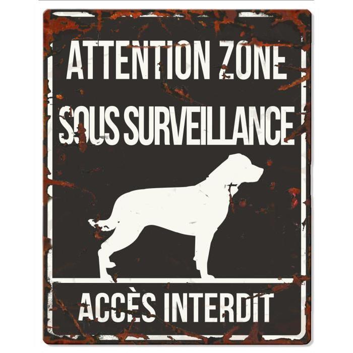 D&D Plaque Attention Chien  Rottweiler - Noir