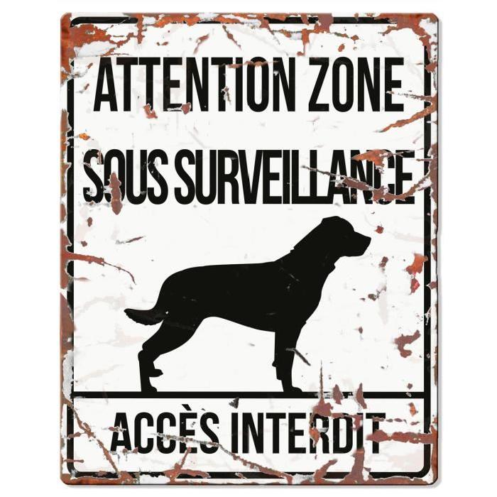 D&D Plaque Attention Chien  Rottweiler - Blanc
