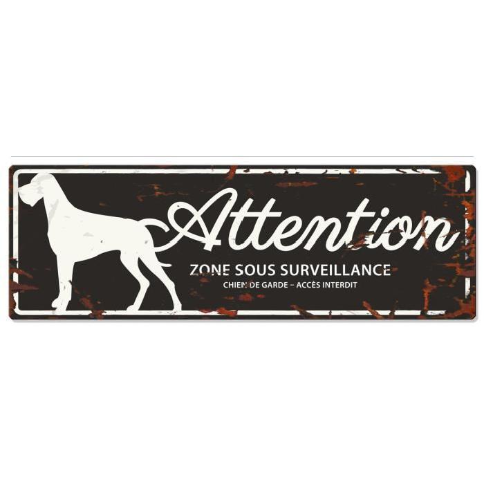 D&D Plaque Attention Chien Danish Dog - Noir