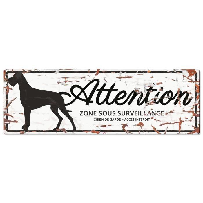 D&D Plaque Attention Chien Danish Dog - Blanc