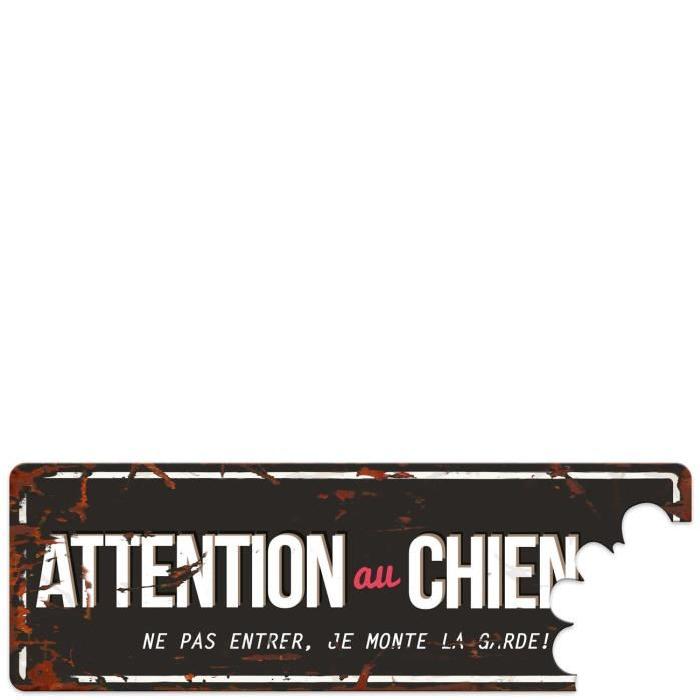 D&D Plaque Attention Chien Beware of the Dog - Noir / Rouge