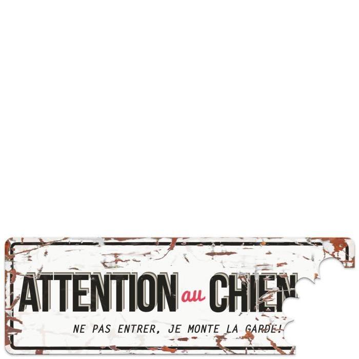 D&D Plaque Attention Chien Beware of the Dog - Blanc / Rouge