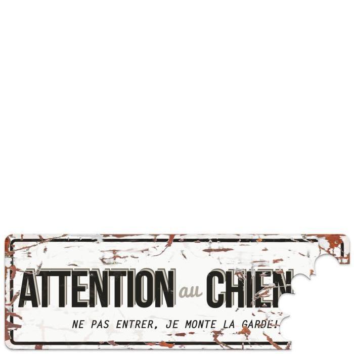 D&D Plaque Attention Chien Beware of the Dog - Blanc  / Gris