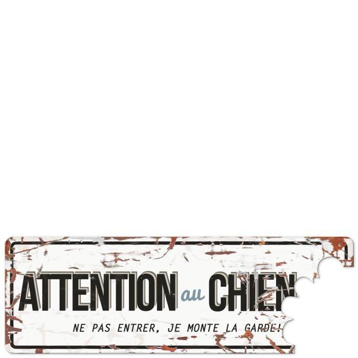 D&D Plaque Attention Chien Beware of the Dog - Blanc  / Bleu