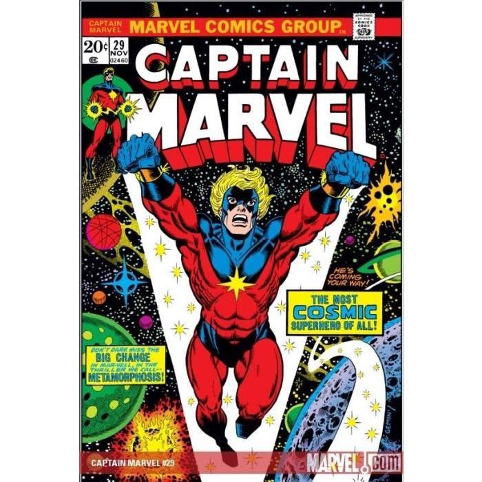 Couverture Comics Marvel en Métal Brossé Captain Marvel #29 Format Comics