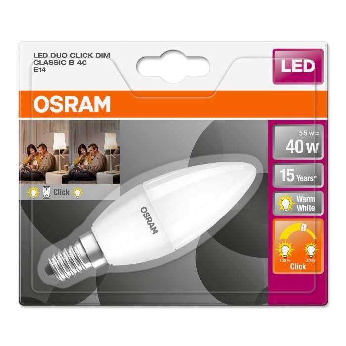 OSRAM Ampoule LED Star + Duo Click Dim E14 flamme 5,5 W équivalent a 40 W blanc chaud