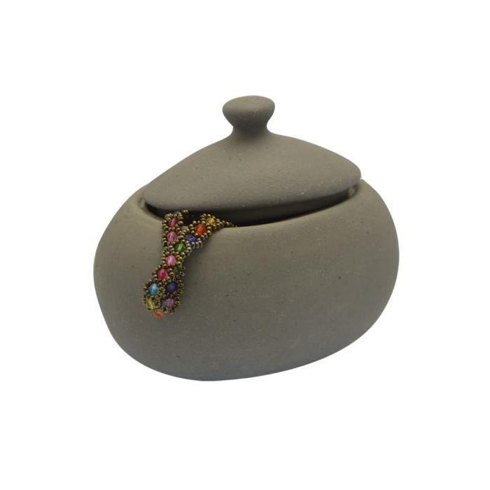FRANDIS Pot a coton en céramique gris cailloux