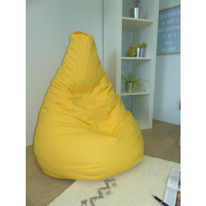 VALENCAY Poire pouf en coton Ř80x120 cm jaune