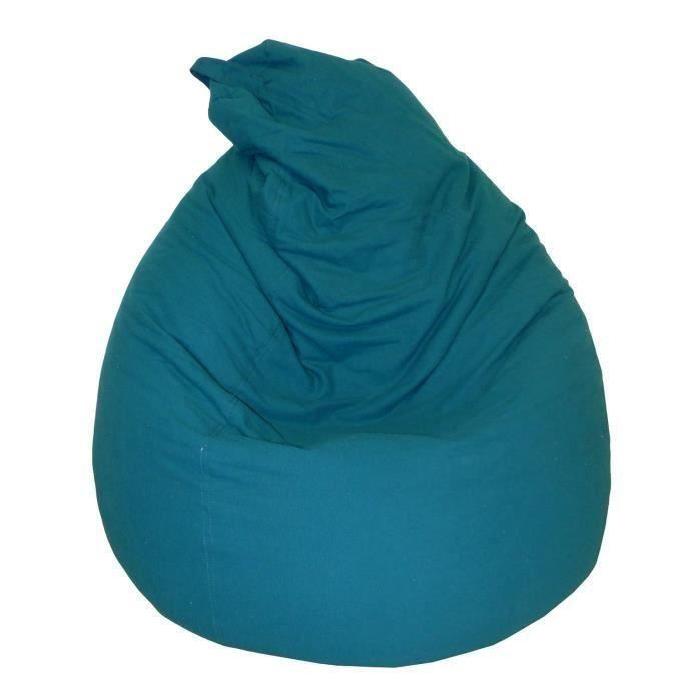 LANA Poire pouf en coton Ř75x110 cm bleu paon