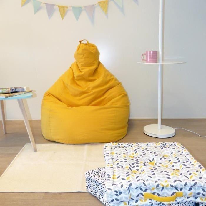 LANA Poire pouf en coton Ř75x110 cm jaune