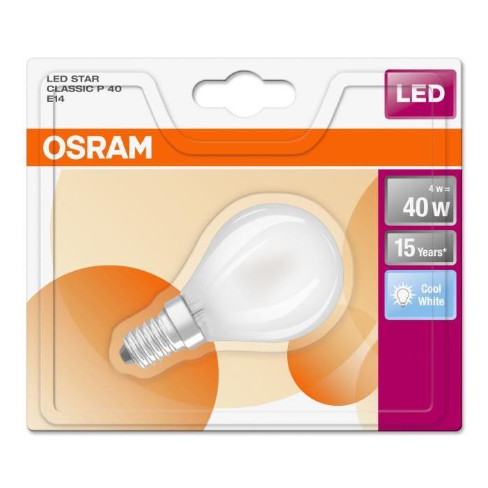 OSRAM Ampoule LED E14 sphérique dépolie 4 W équivalent a 40 W lumiere du jour