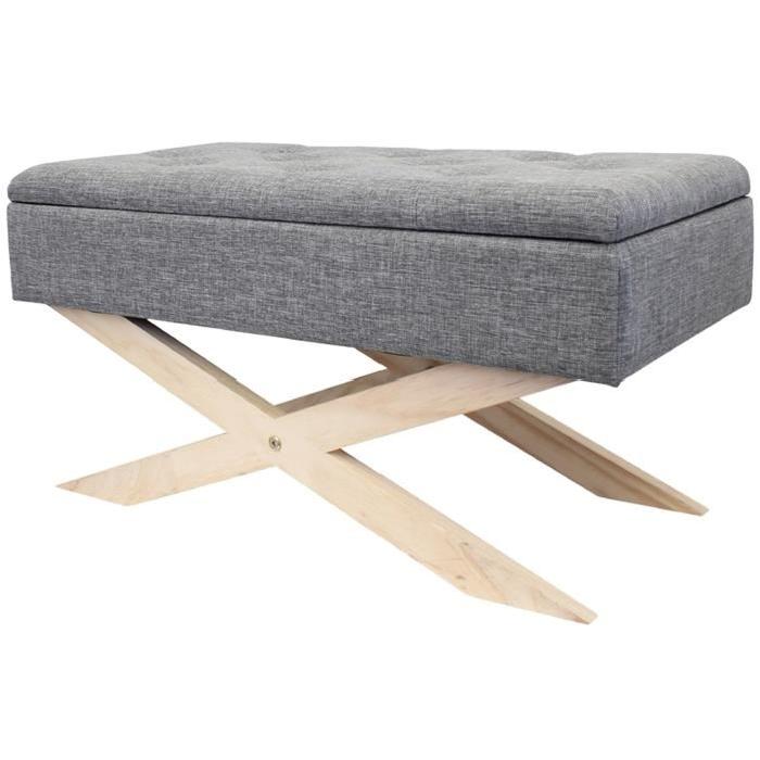 Banc pouf avec Rangement - Gris Foncé